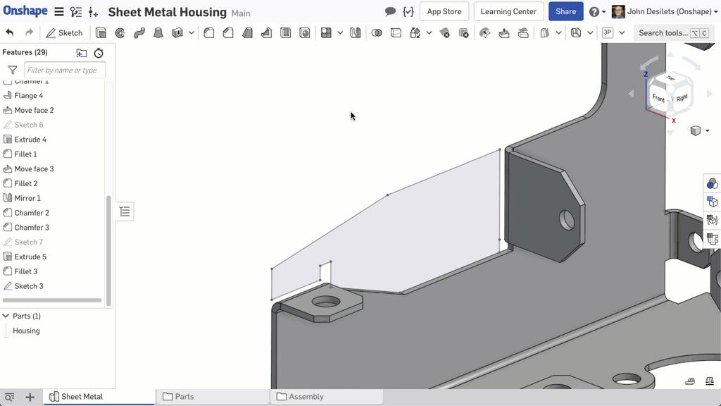 Base Onshape Tech Tip: Using Surfaces for Sheet Metal Models Onshape