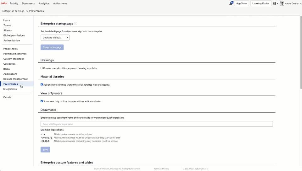GIF of Bill of Materials in Onshape