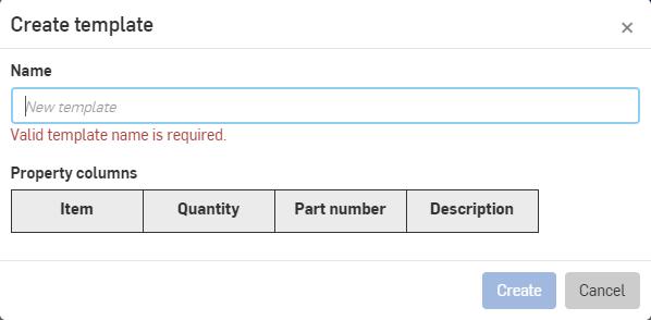 Naming a BOM Template
