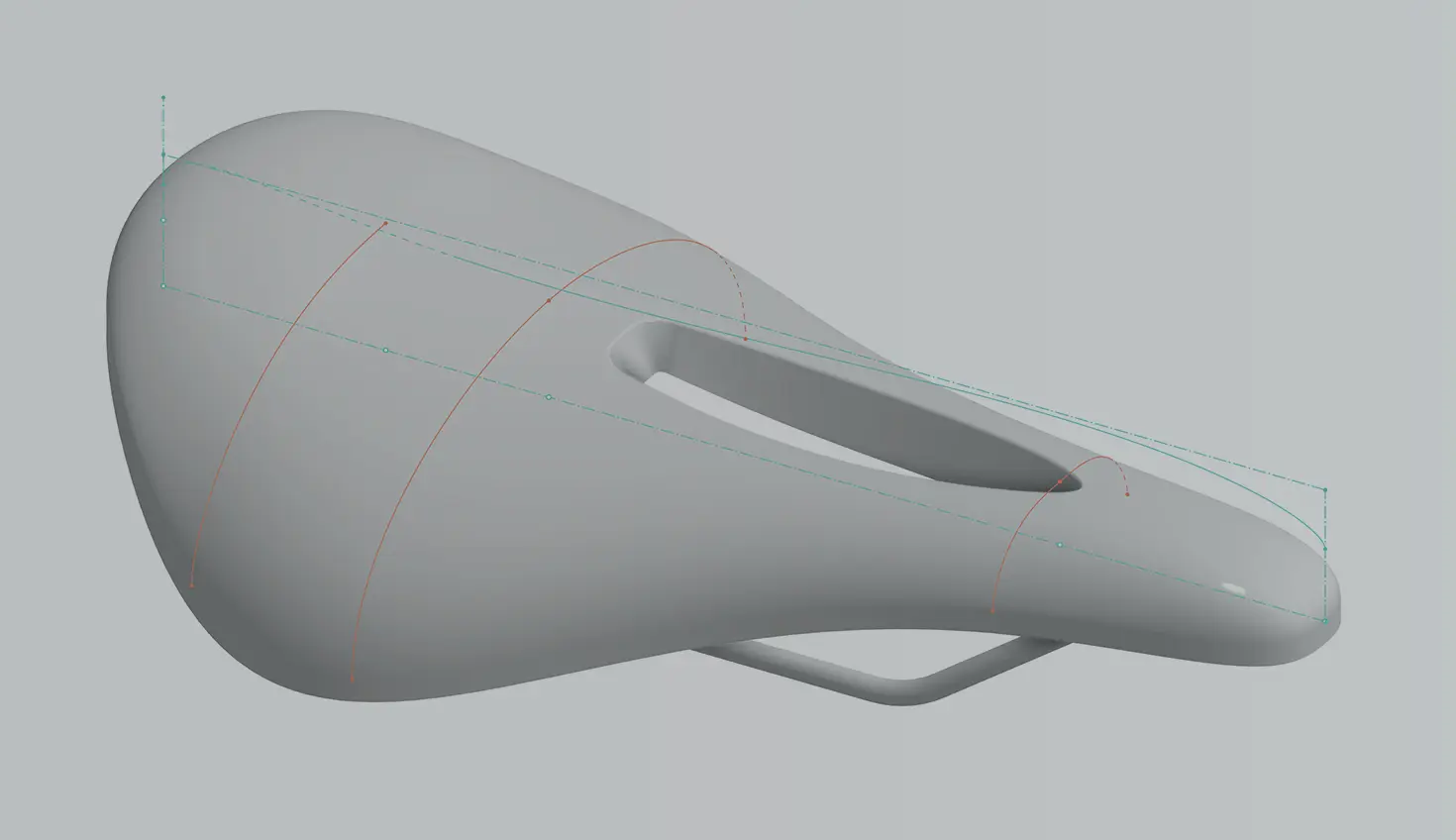 Image with an overlay showing a 3D model of a bike saddle designed in Onshape.