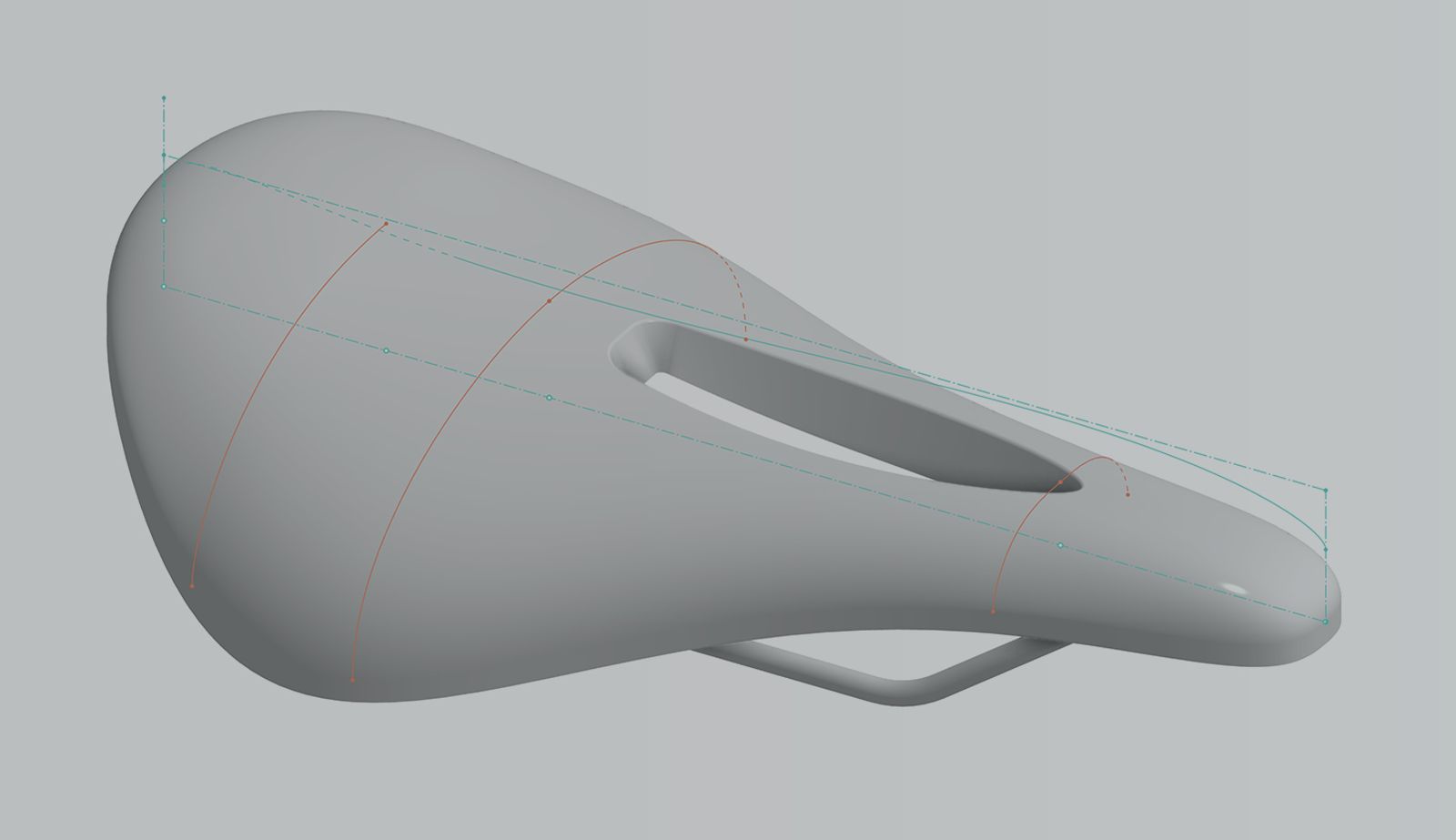 Image with an overlay showing a 3D model of a bike saddle designed in Onshape.