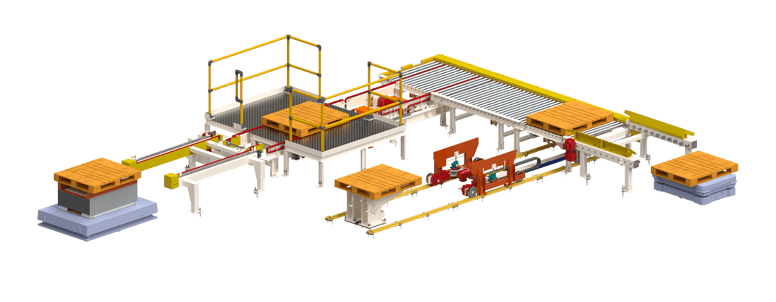 Rendering of a material handling line in Onshape