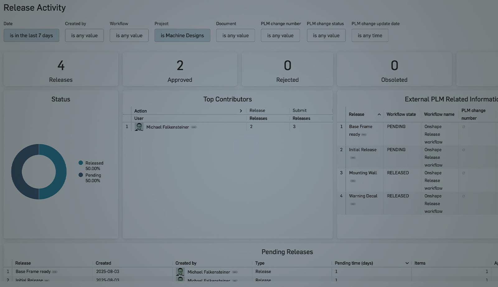 Darkened header image showing Onshape's Release Activity GUI