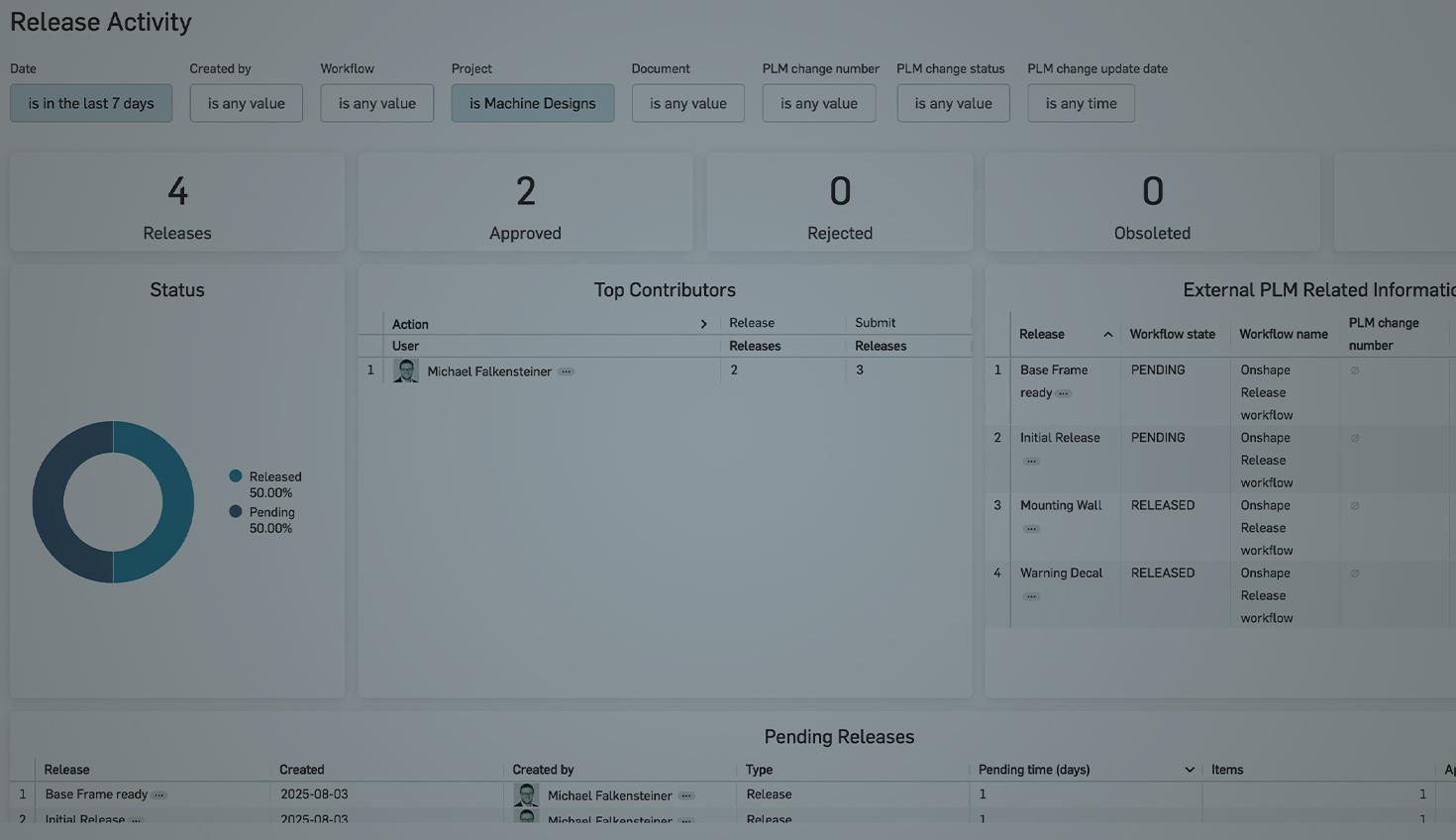 Darkened header image showing Onshape's Release Activity GUI