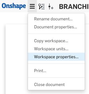 Screenshot showing where to navigate to modify part properties in Onshape.