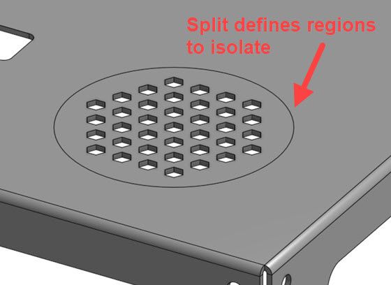Split defines regions to isolate