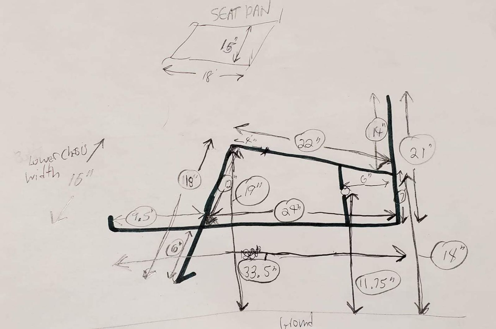 a sketch of the wheelchair design