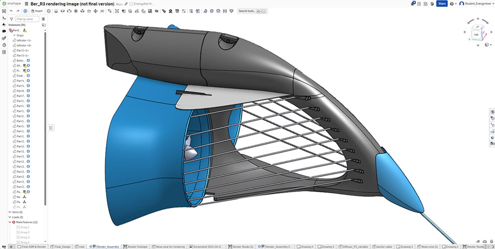 Onshape CAD model of the Energyfish