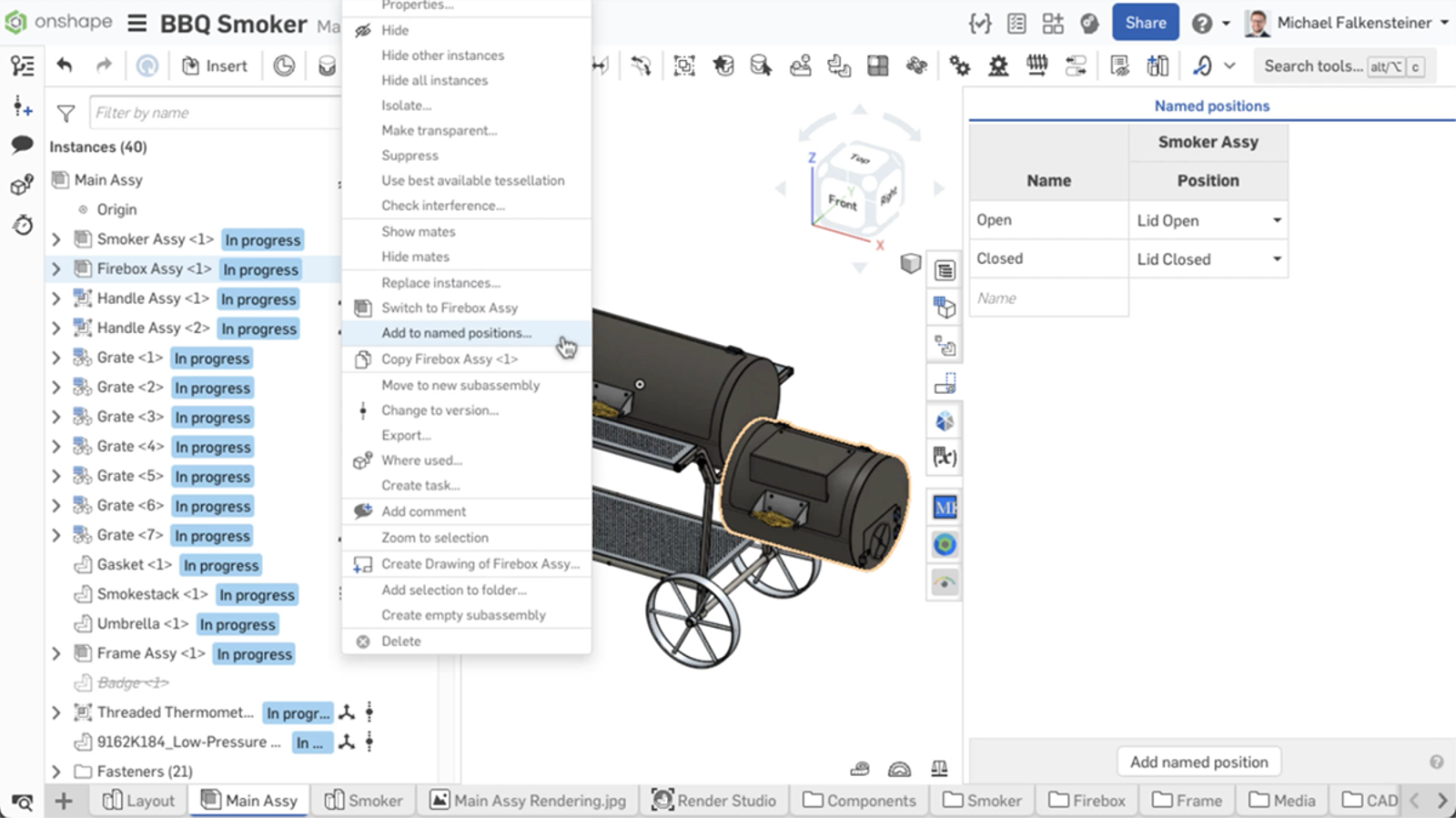 adding named positions to the main assembly