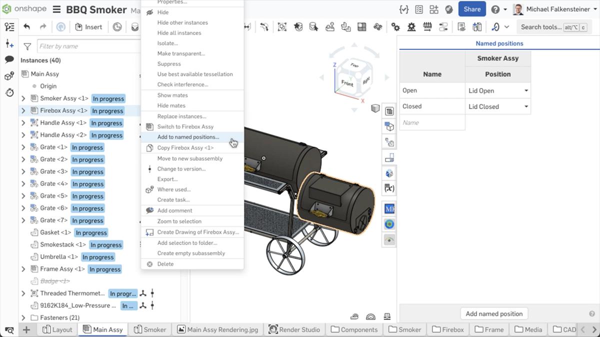 adding named positions to the main assembly