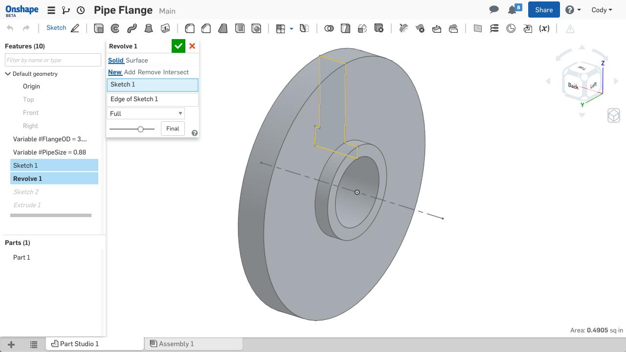 How to Model a Pipe Flange with Revolve Sketch