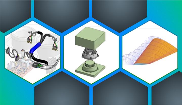 Collage showing CAD models that used a custom feature.