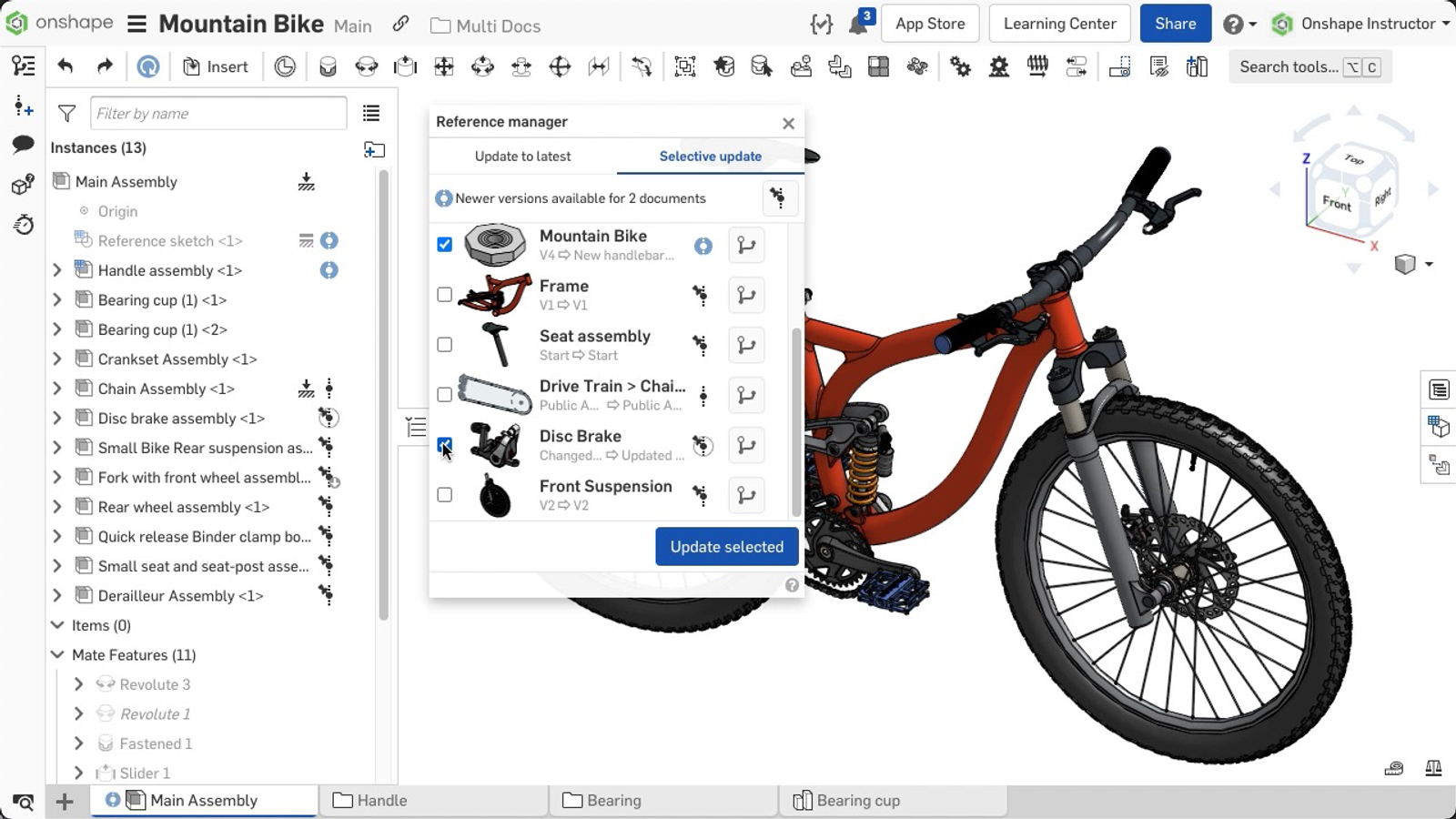 Updating selected references