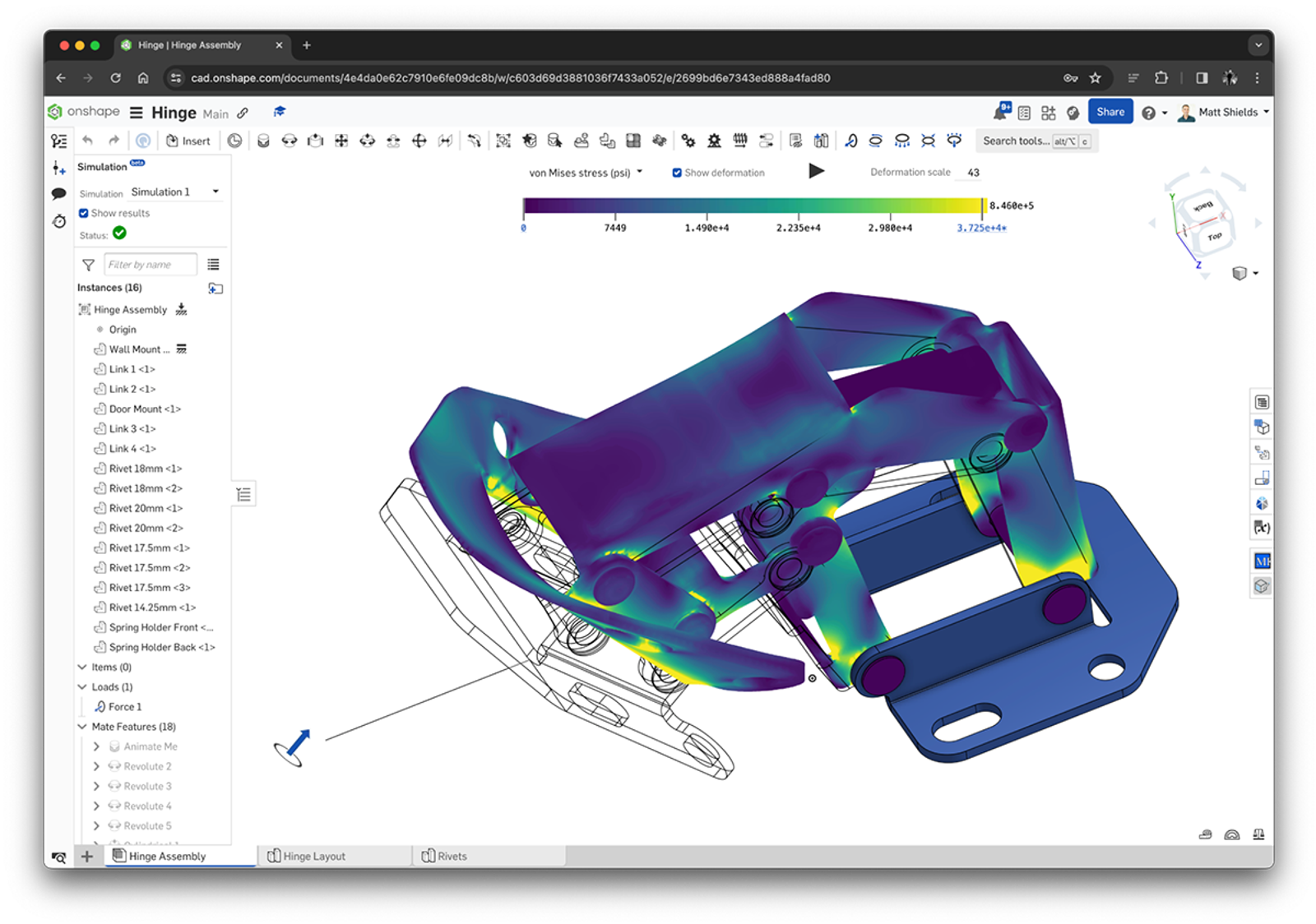 von Mises stress in Onshape