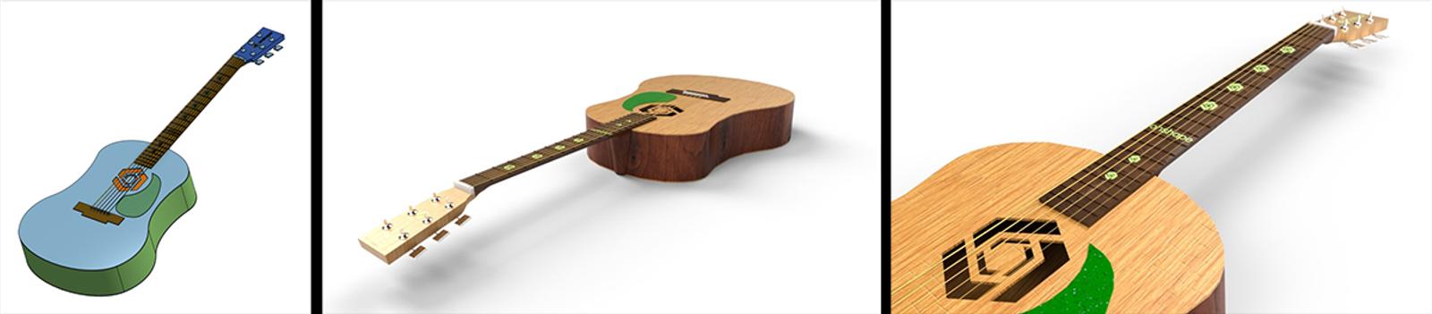 a 3d modeled guitar