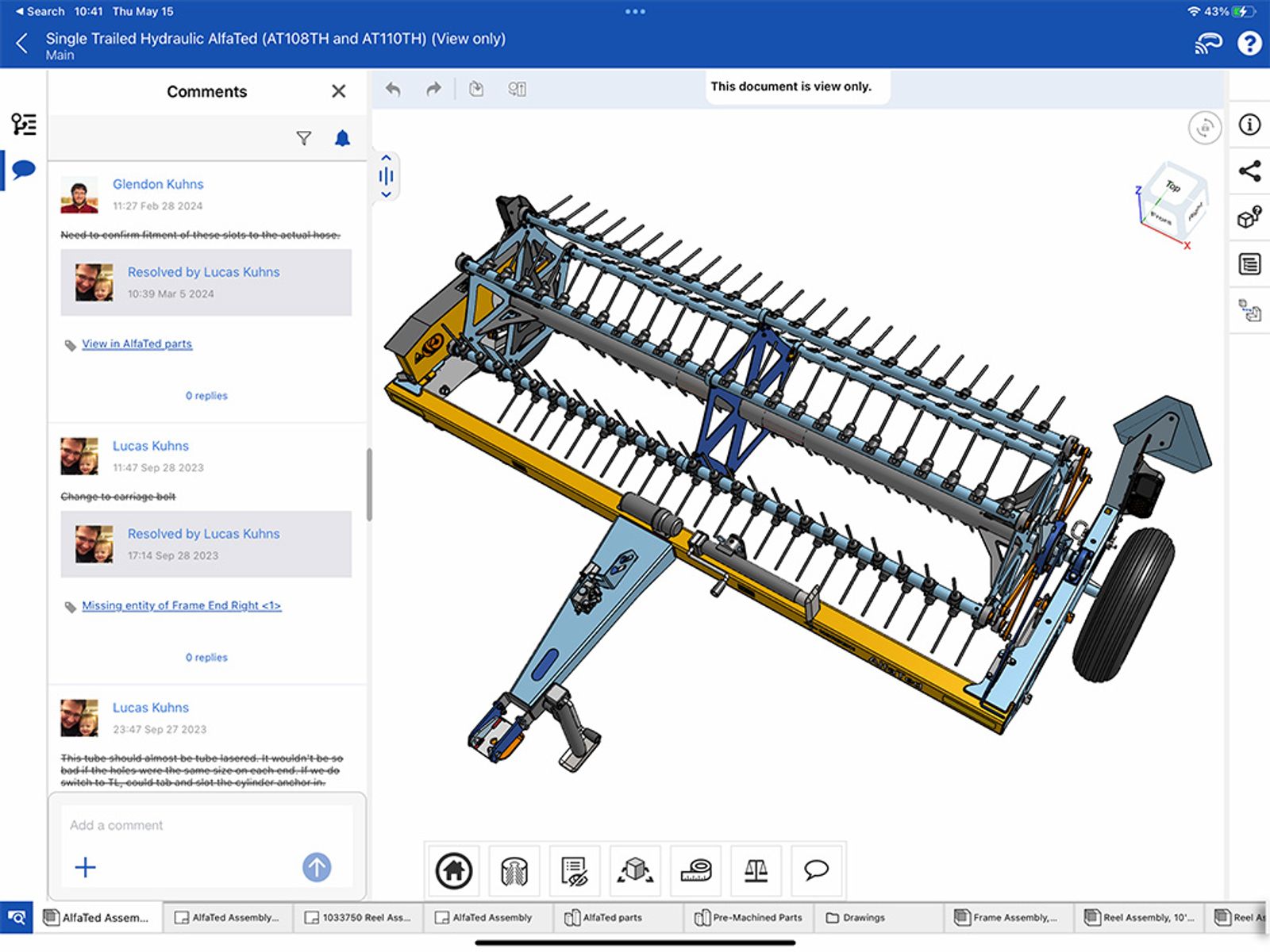 a Norden model in Onshape displayed on a tablet