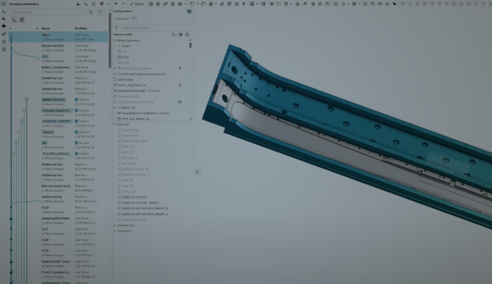 Hero image showing Onshape GUI and a CAD model by K2