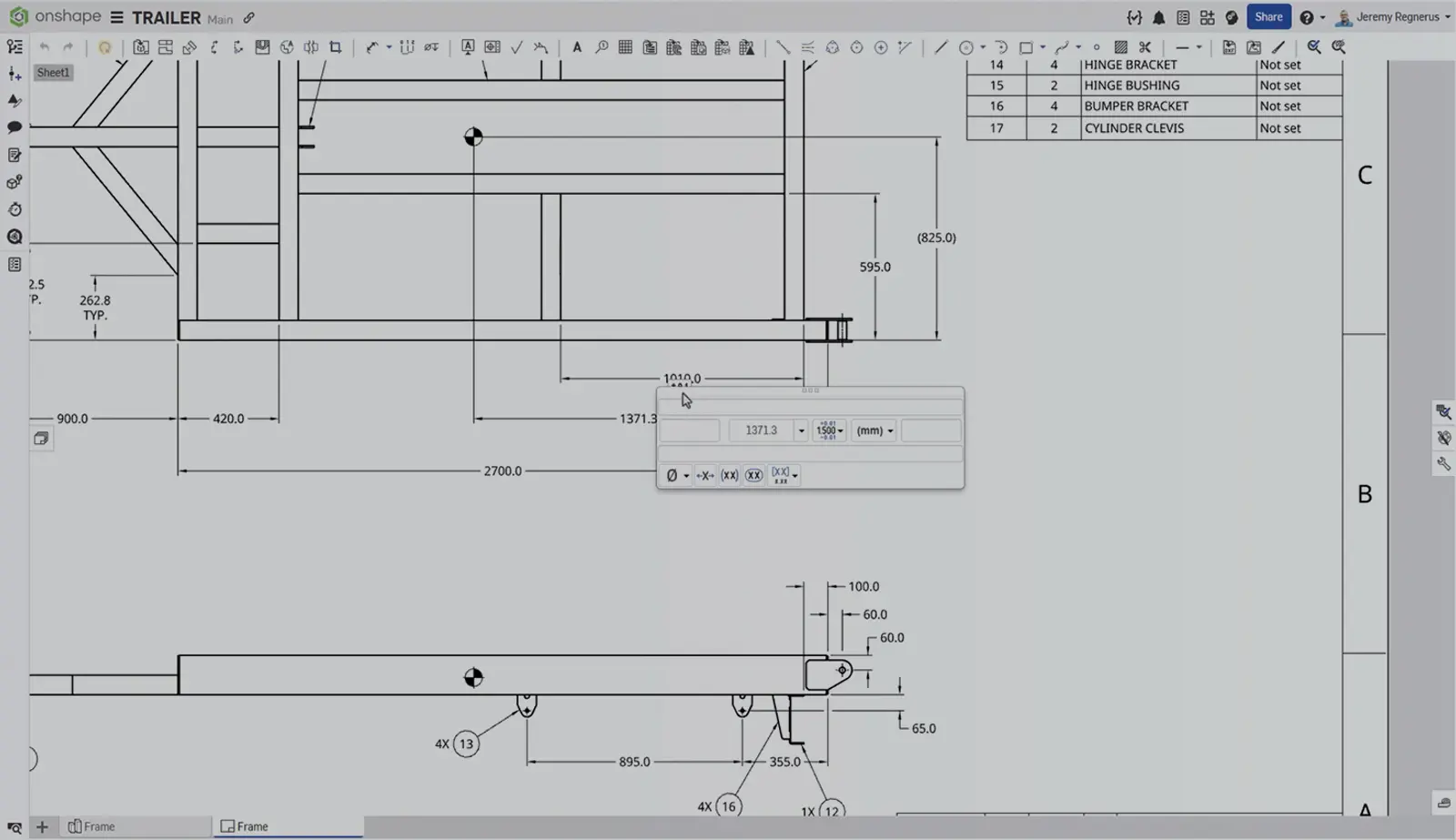 Onshape GUI with an overlay showing the new feature Persistent Center of Mass for Part Studio & Drawings. 