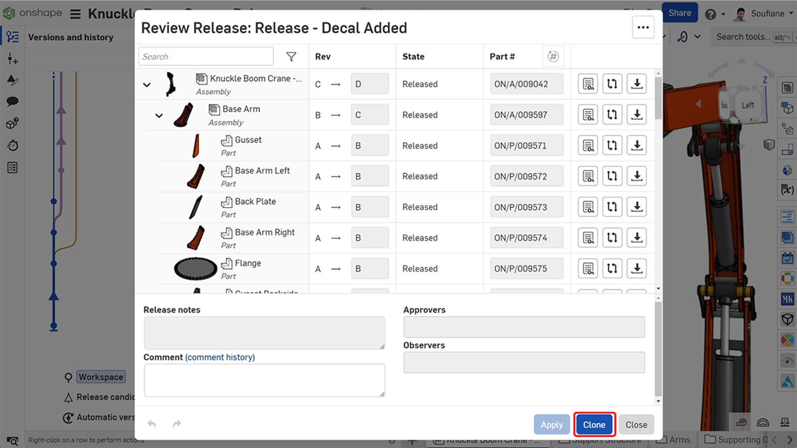 Review Release dialog