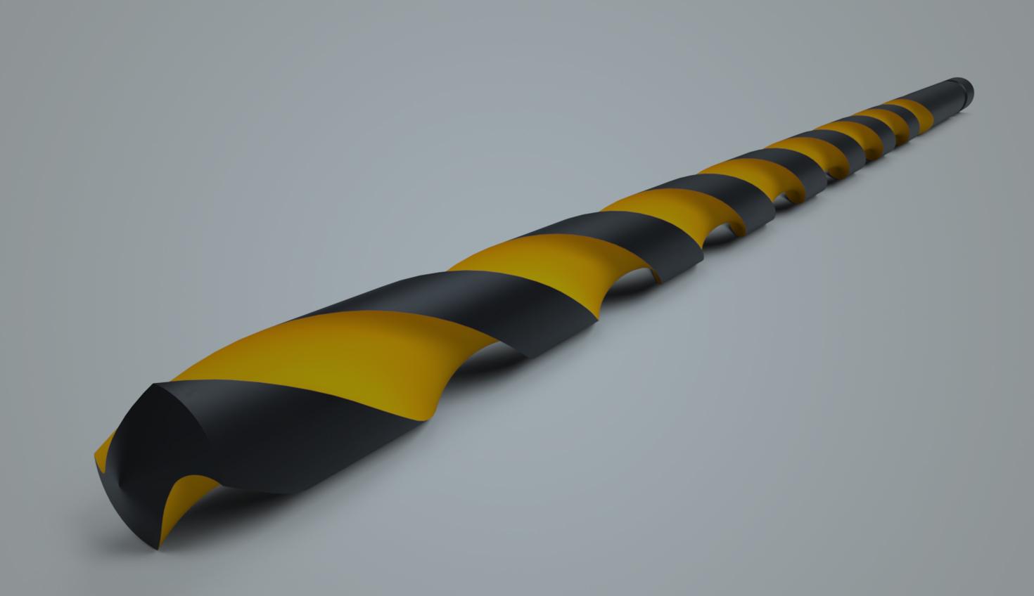 Image with an overlay showing a CAD model of a drill bit made in Onshape