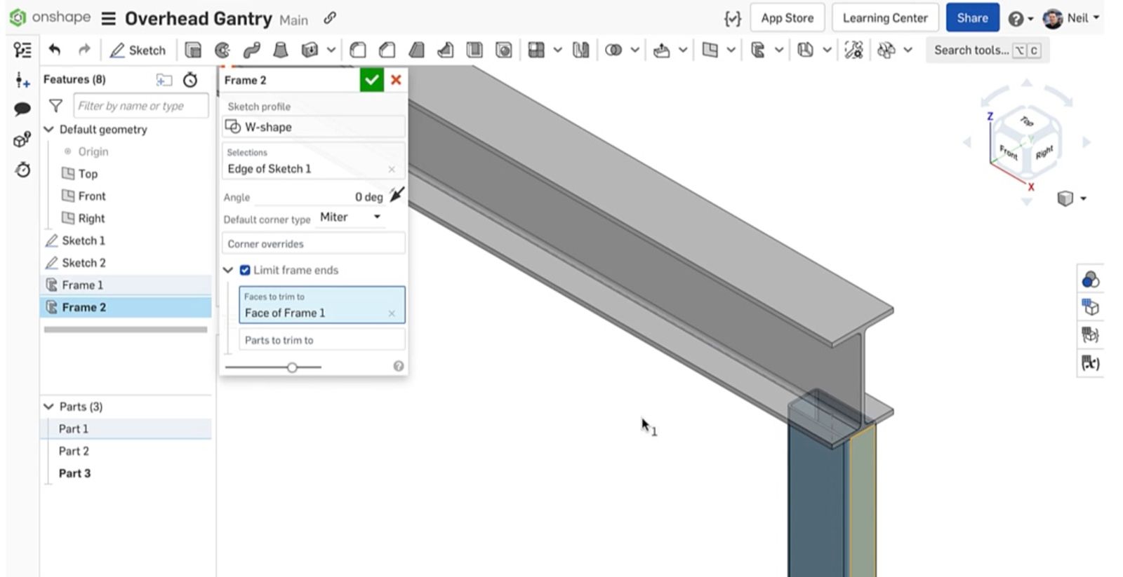 corner treatment in Onshape