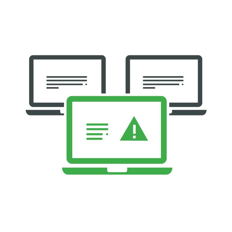 Symbol mit 3 Laptop-Bildschirmen