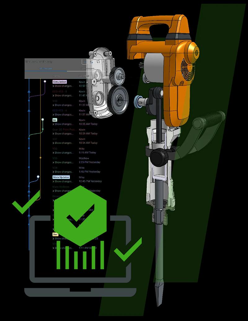 a drawing of a hammer with the words versions and history at the top