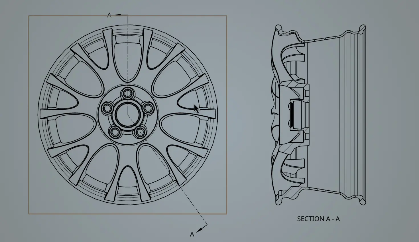 Onshape GUI with an overlay showing a detail of a drawing.