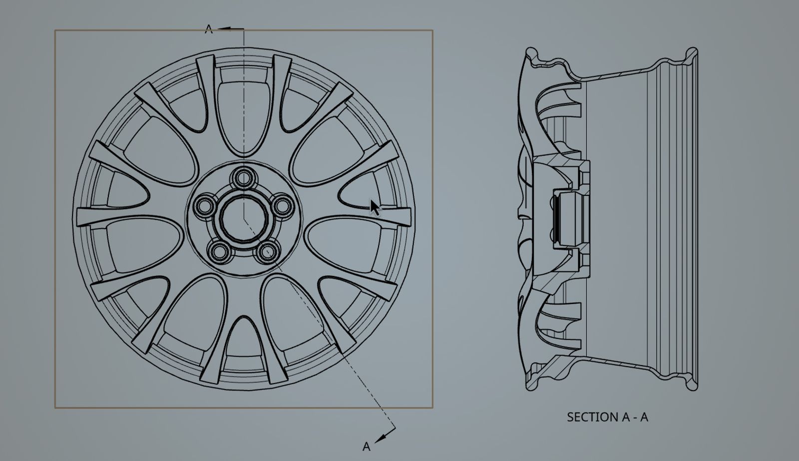 Onshape GUI with an overlay showing a detail of a drawing.