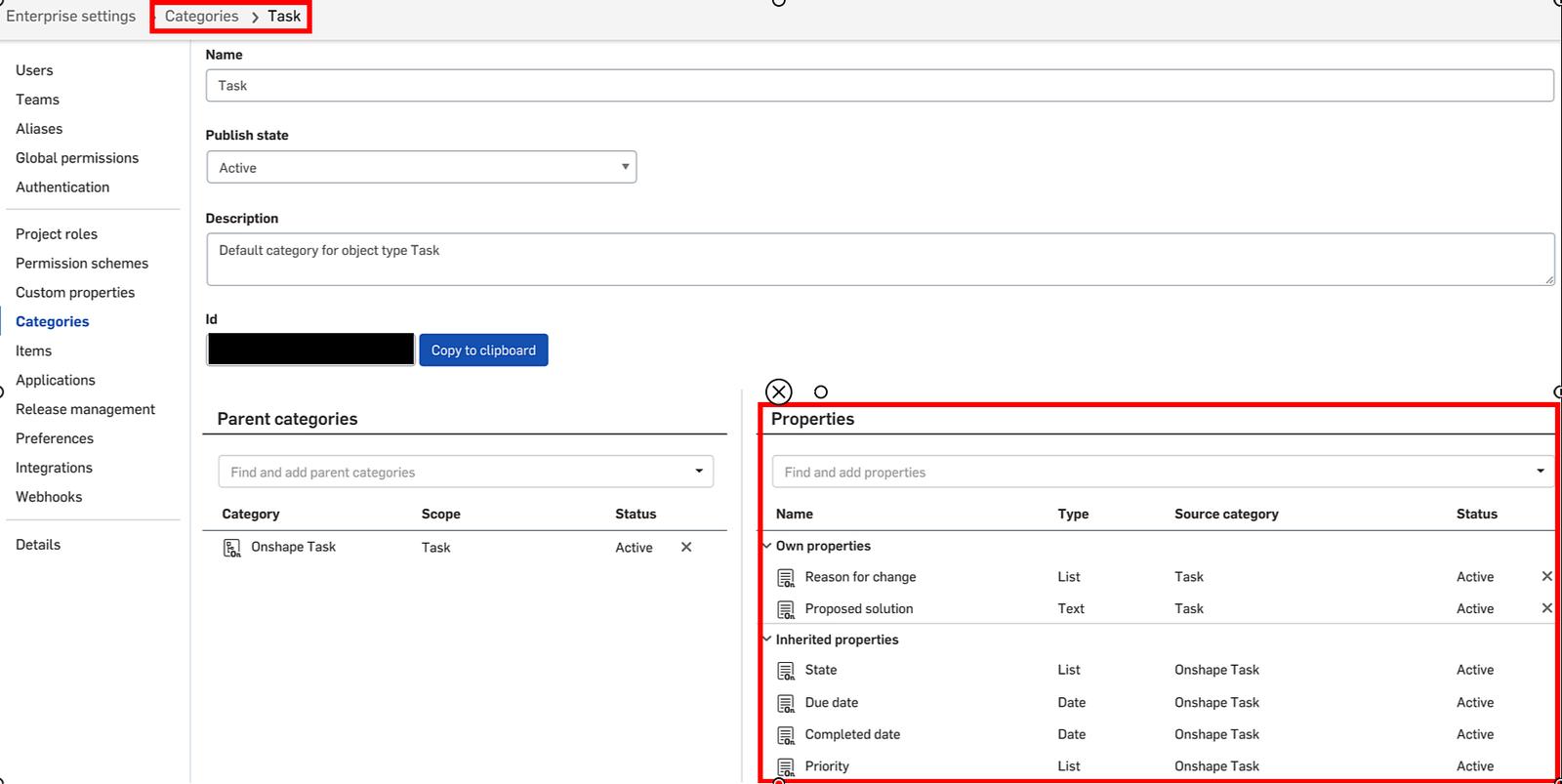 How to configure the 'Task' category to add the metadata fields that you want