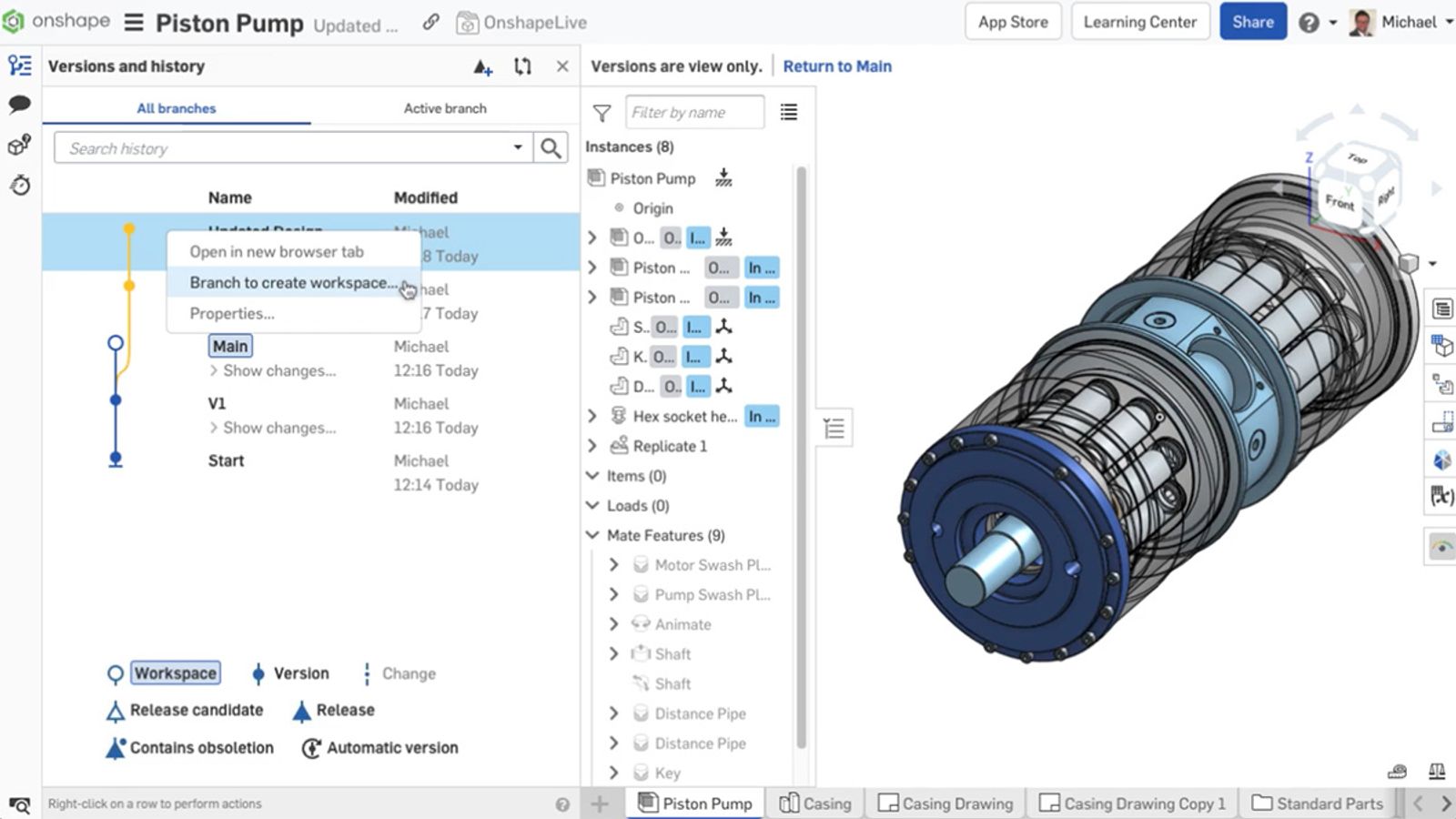 "Branch to create workspace"