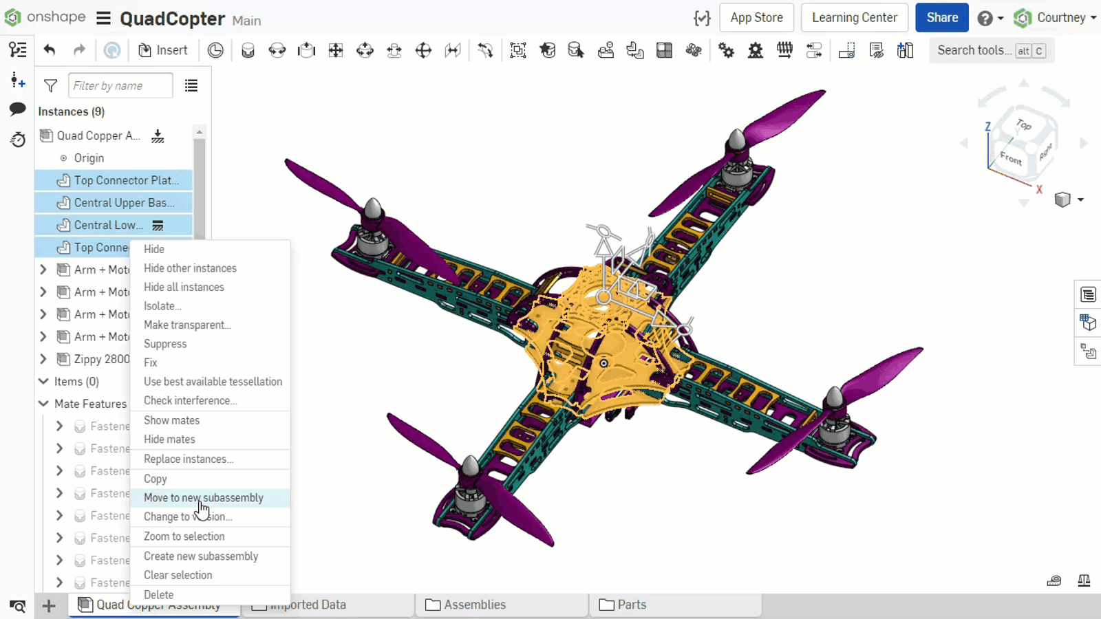 The components are placed into the subassembly.
