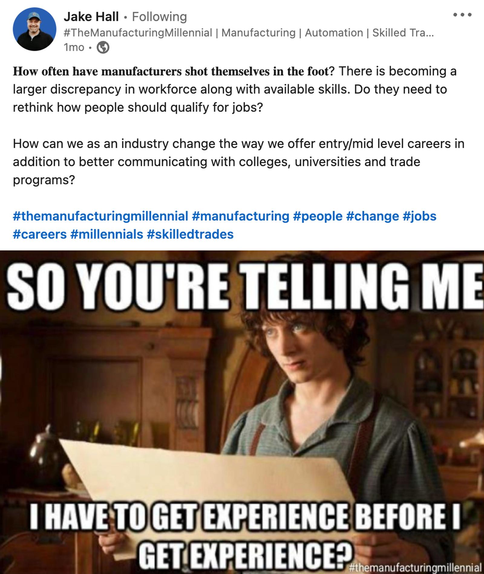 a meme posted by Jake Hall