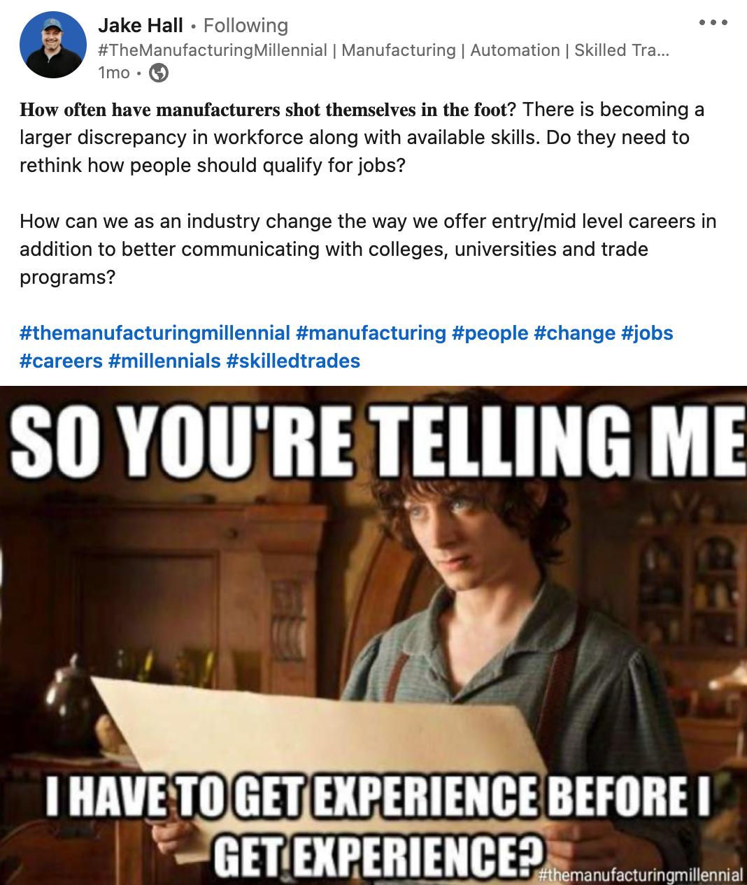 a meme posted by Jake Hall