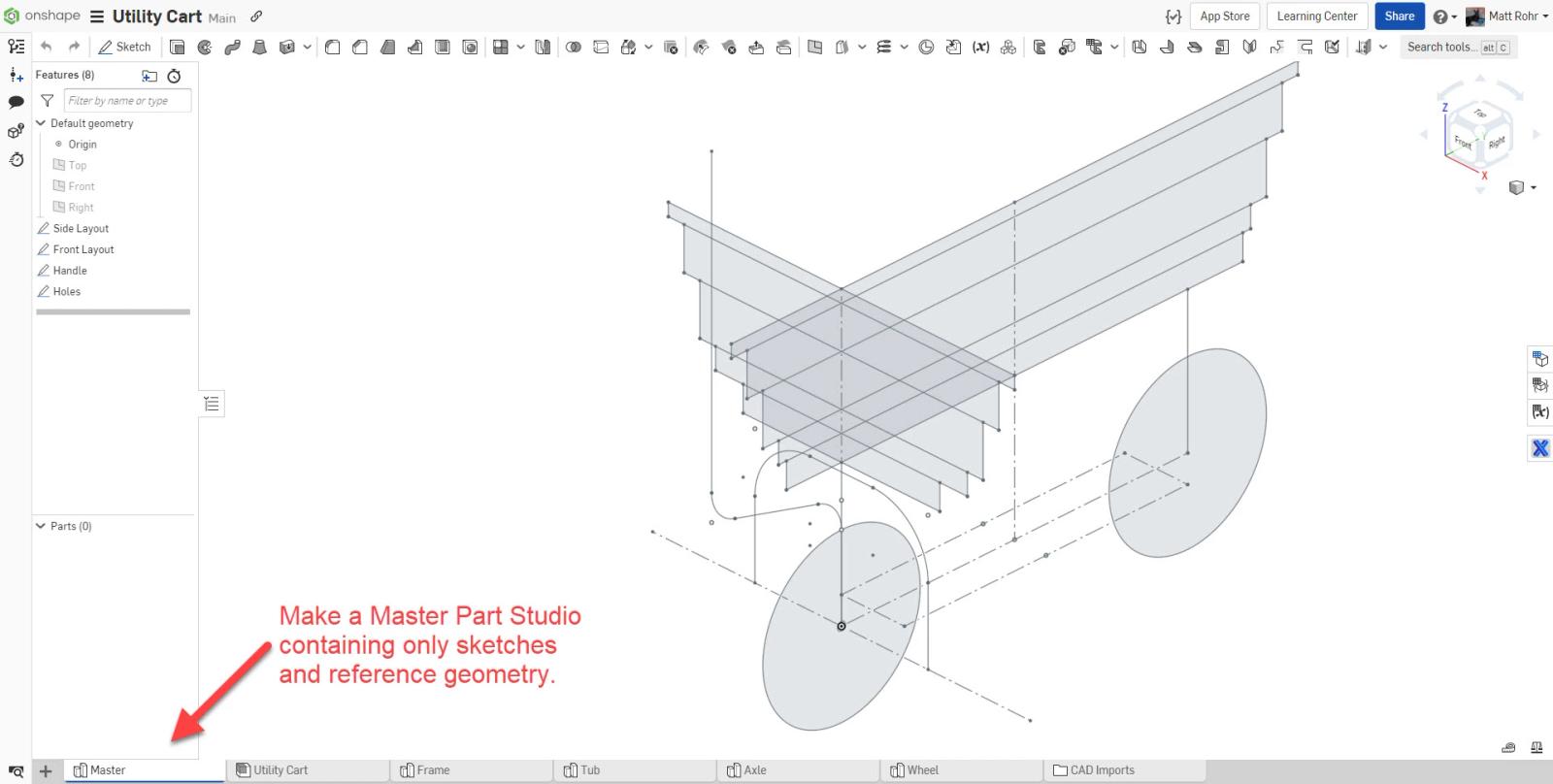 A Master Part Studio tab in Onshape