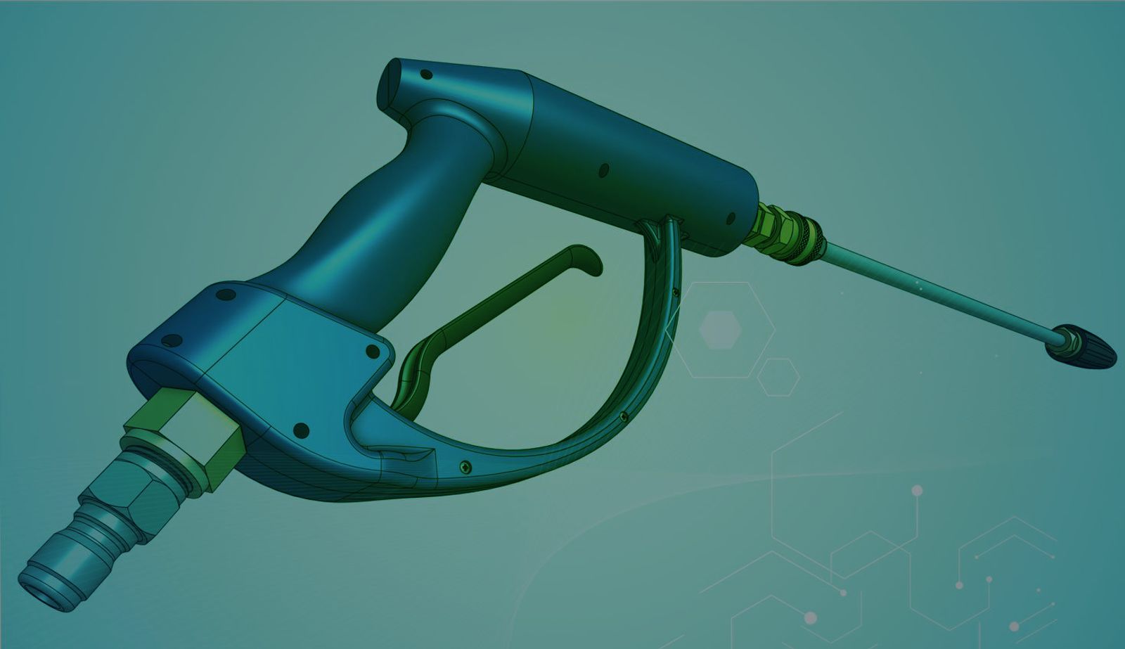 Image showing a CAD model of a power washer built in Onshape.