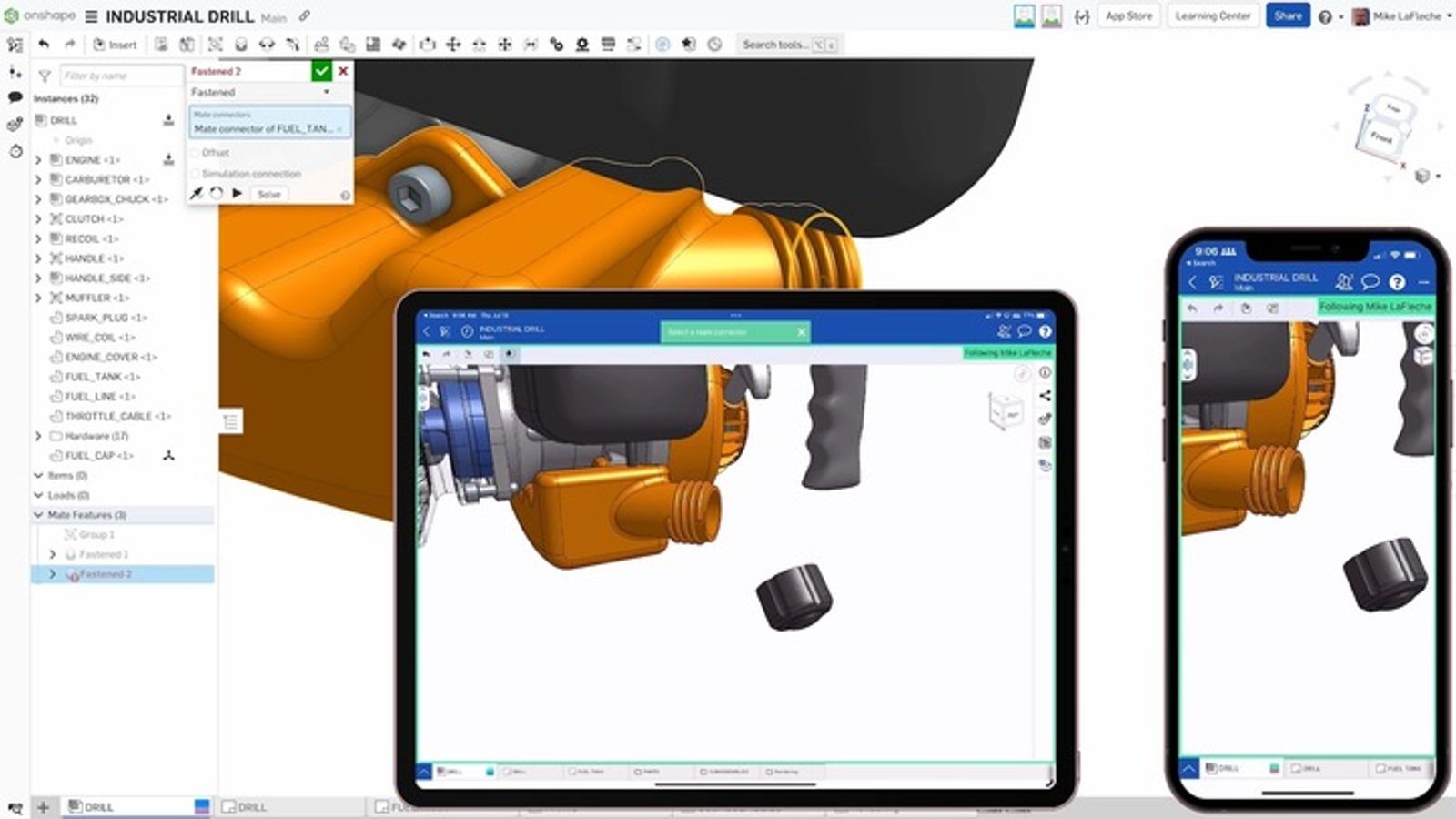 Onshape shown on iPad and iPhone