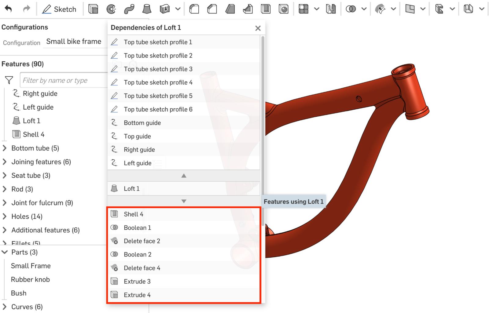 childen dependencies in onshape part studio