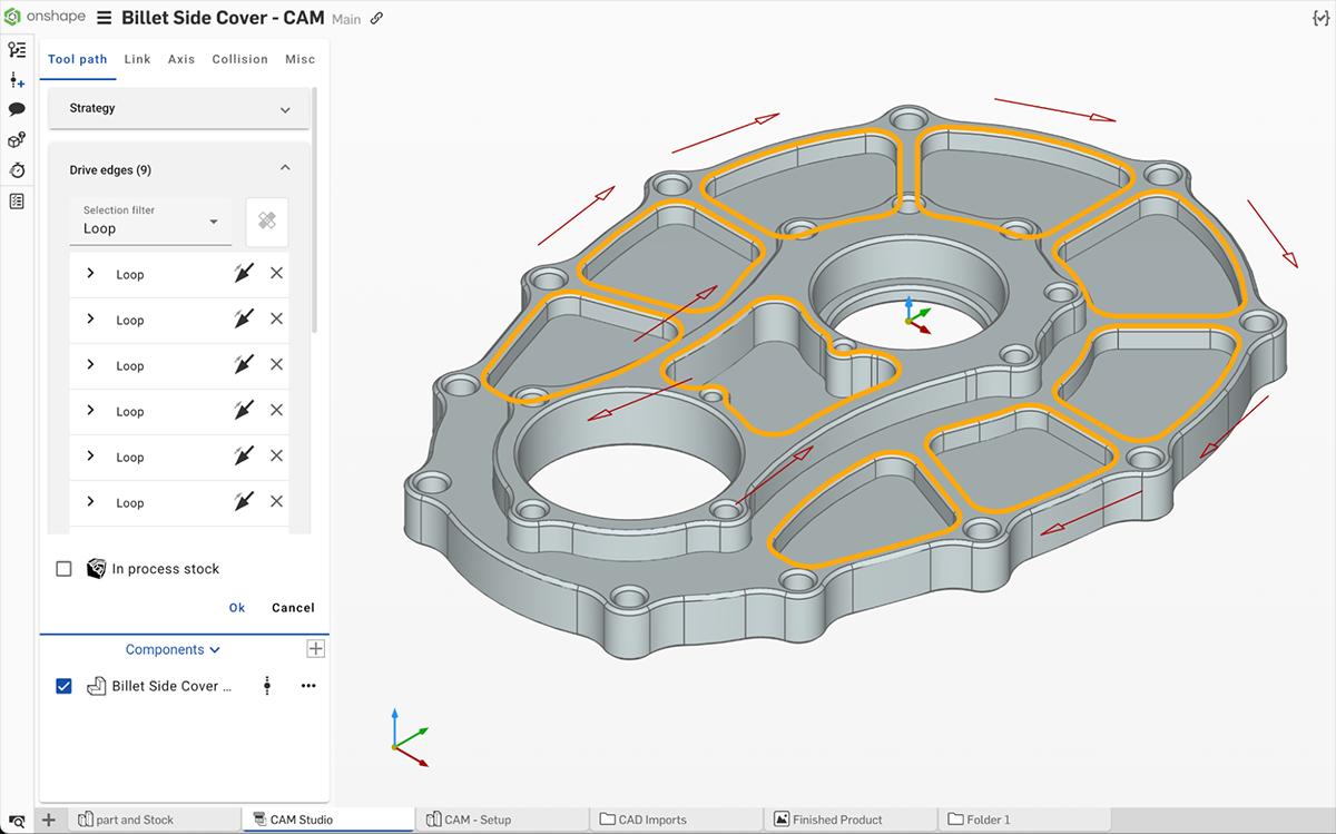 Select the outer loops of the pockets