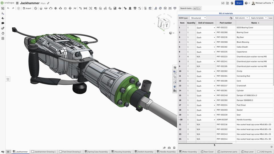 showing BOM columns in Onshape
