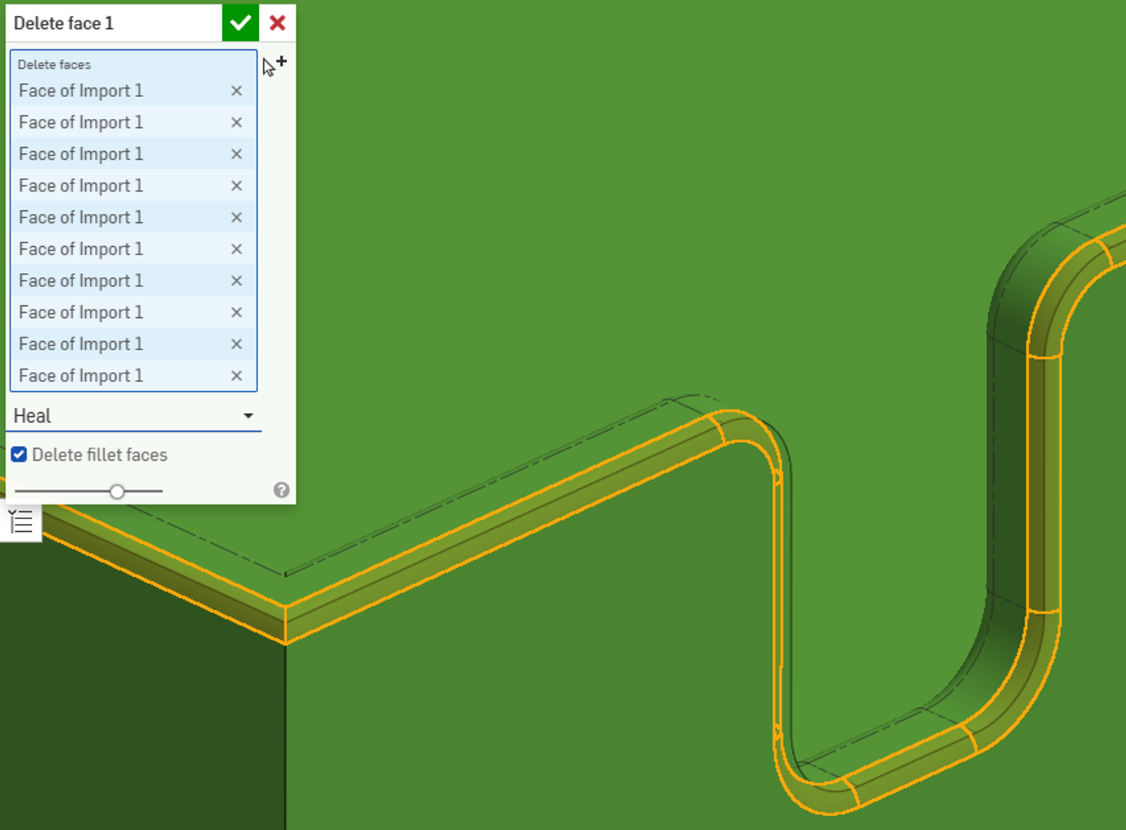 Onshape GUI showing a closeup of an imported part.