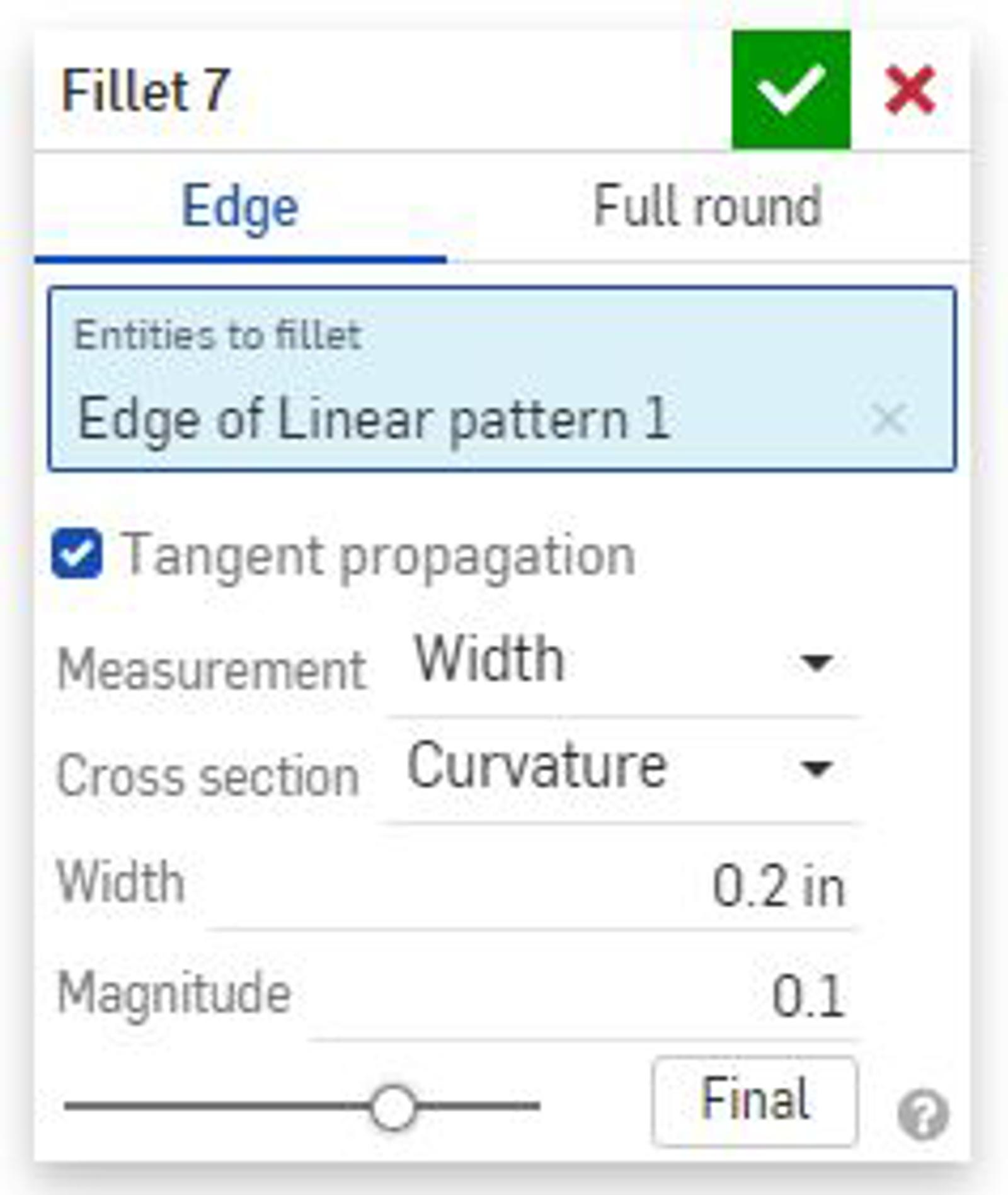 Conic Fillet Constant Width