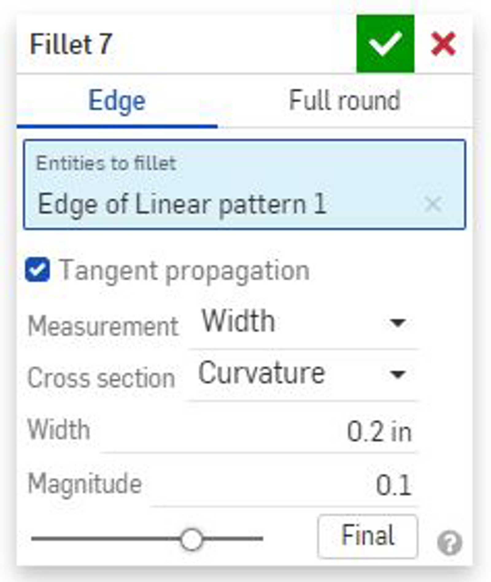 Conic Fillet Constant Width