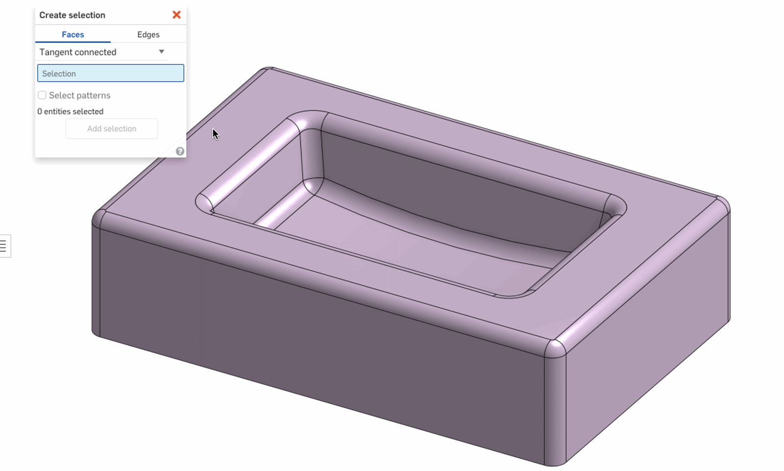 Select all faces that are connected by tangent edges.
