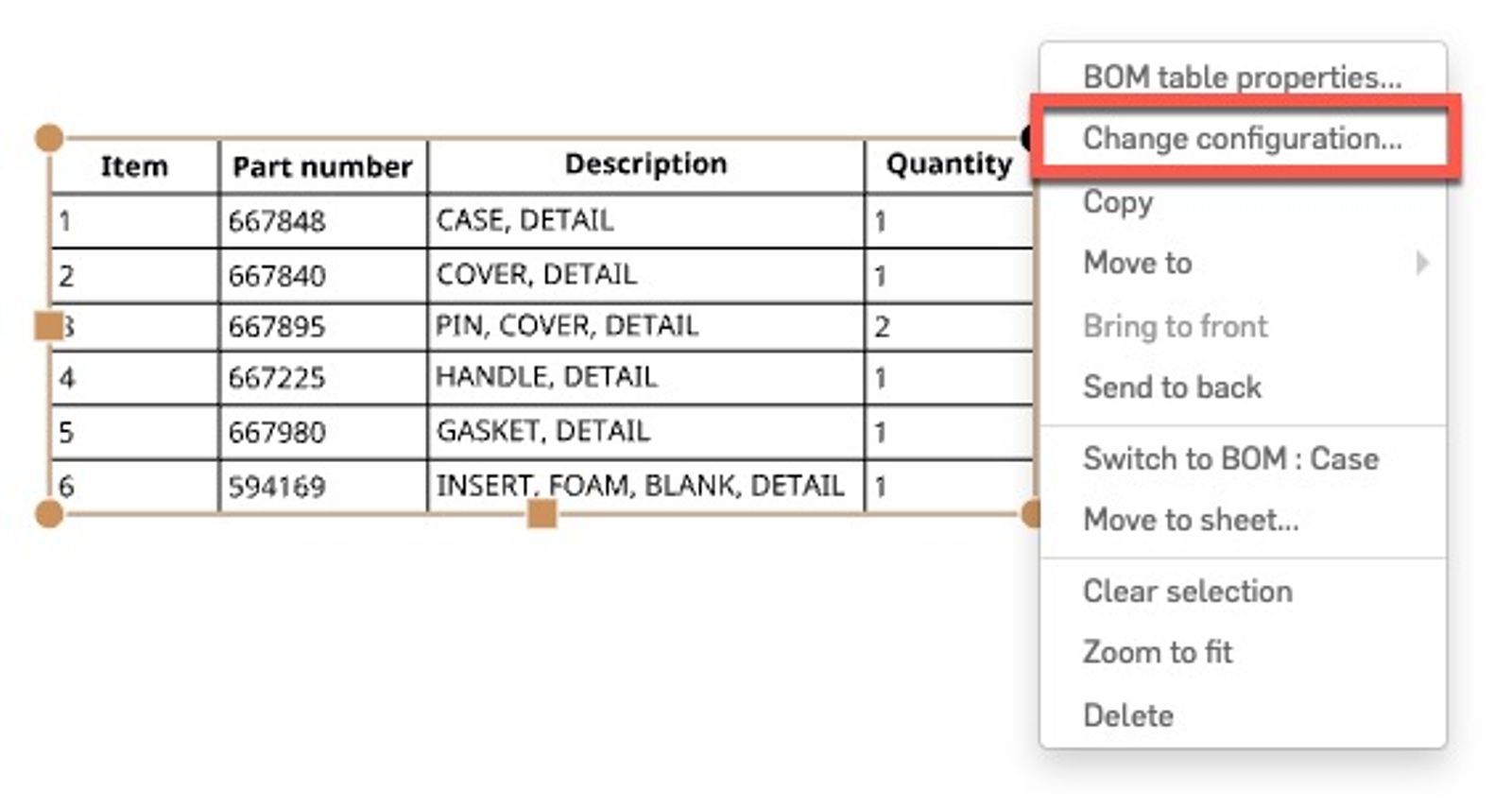 change configurations