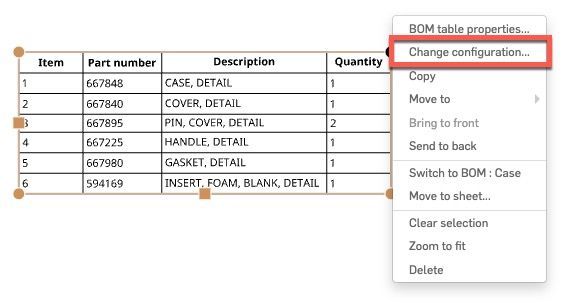 change configurations