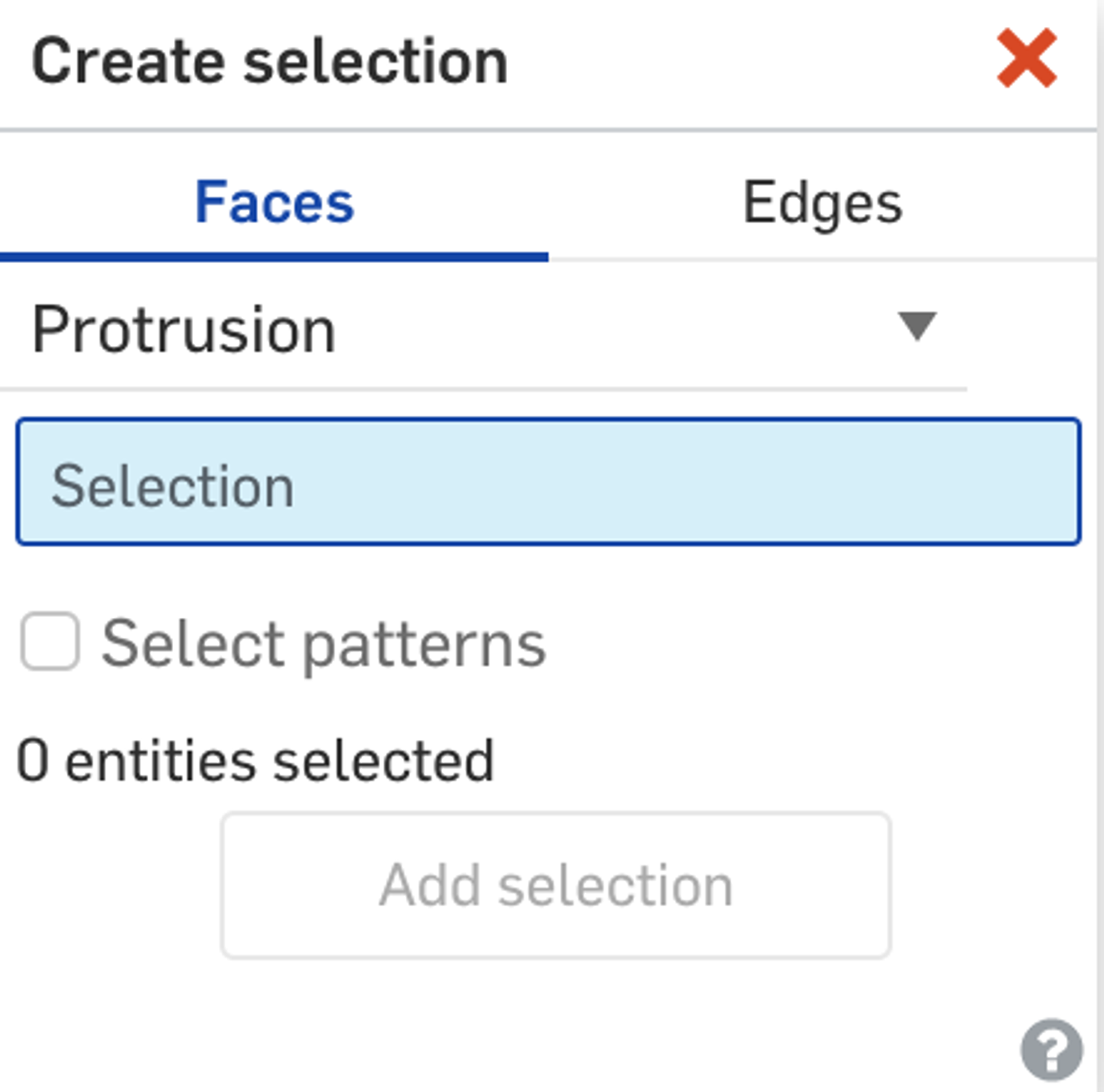 The Create Selection Dialogue