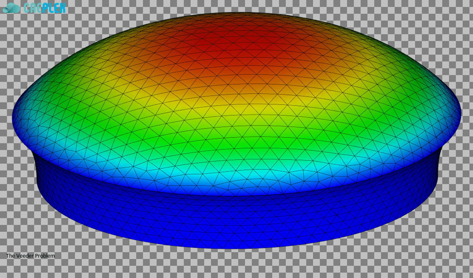 Screenshot of a finite element analysis (FEA) test in Onshape using the CAEplex cloud app.