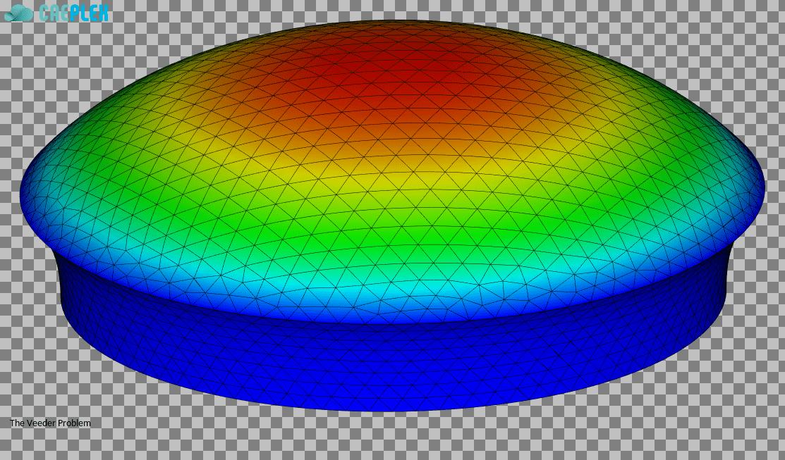 Screenshot of a finite element analysis (FEA) test in Onshape using the CAEplex cloud app.