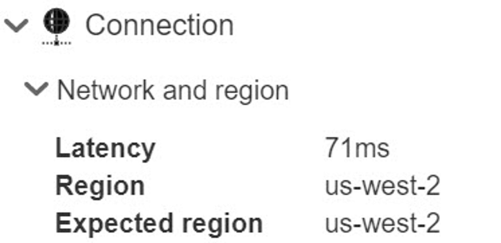 Performance Panel Connection section.